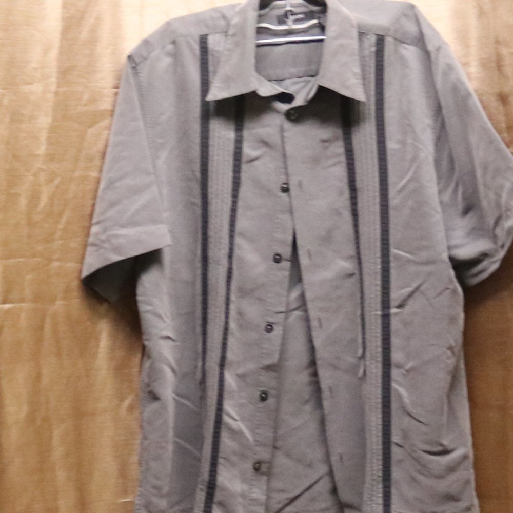 Alfani Gray Silk Button Down Shirt